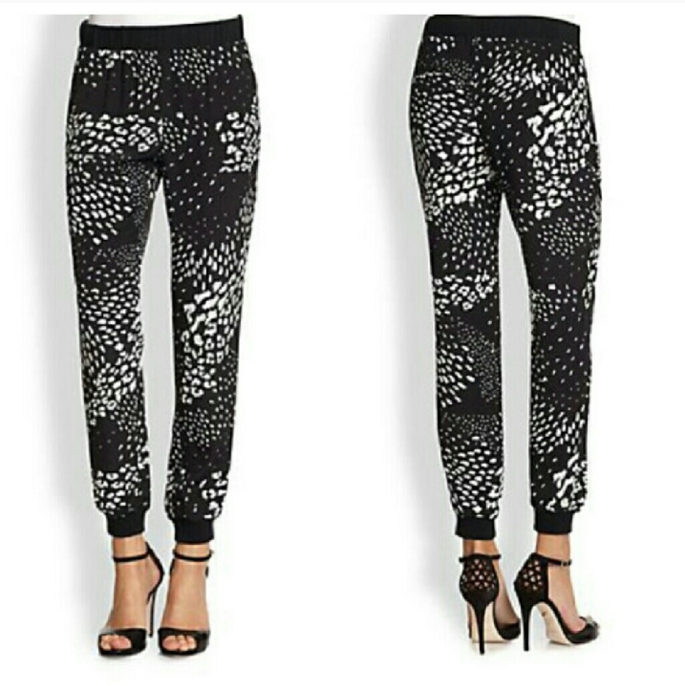 TIBI Printed Silk Joggers